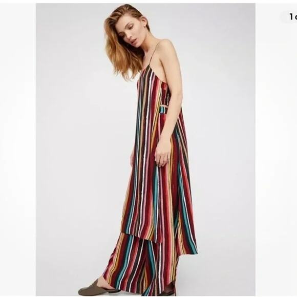 Free People Women's Multicolor Striped ruby shirt tunic Dress Size Large - Picture 1 of 8